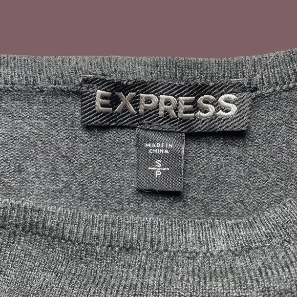 Express Gray & Black Rushed Color Block Long Sleeve Knit Sweater Dress - Picture 9 of 9